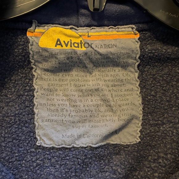 Aviator Nation Navy Blue Hoodie with Yellow Lightning Bolt Sz L - Picture 11 of 11